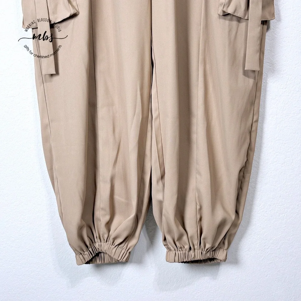 Megan Renee Parachute Cargo Pants‎ Elastic Waist Tapered Jogger Tan Women 2X - Picture 3 of 8